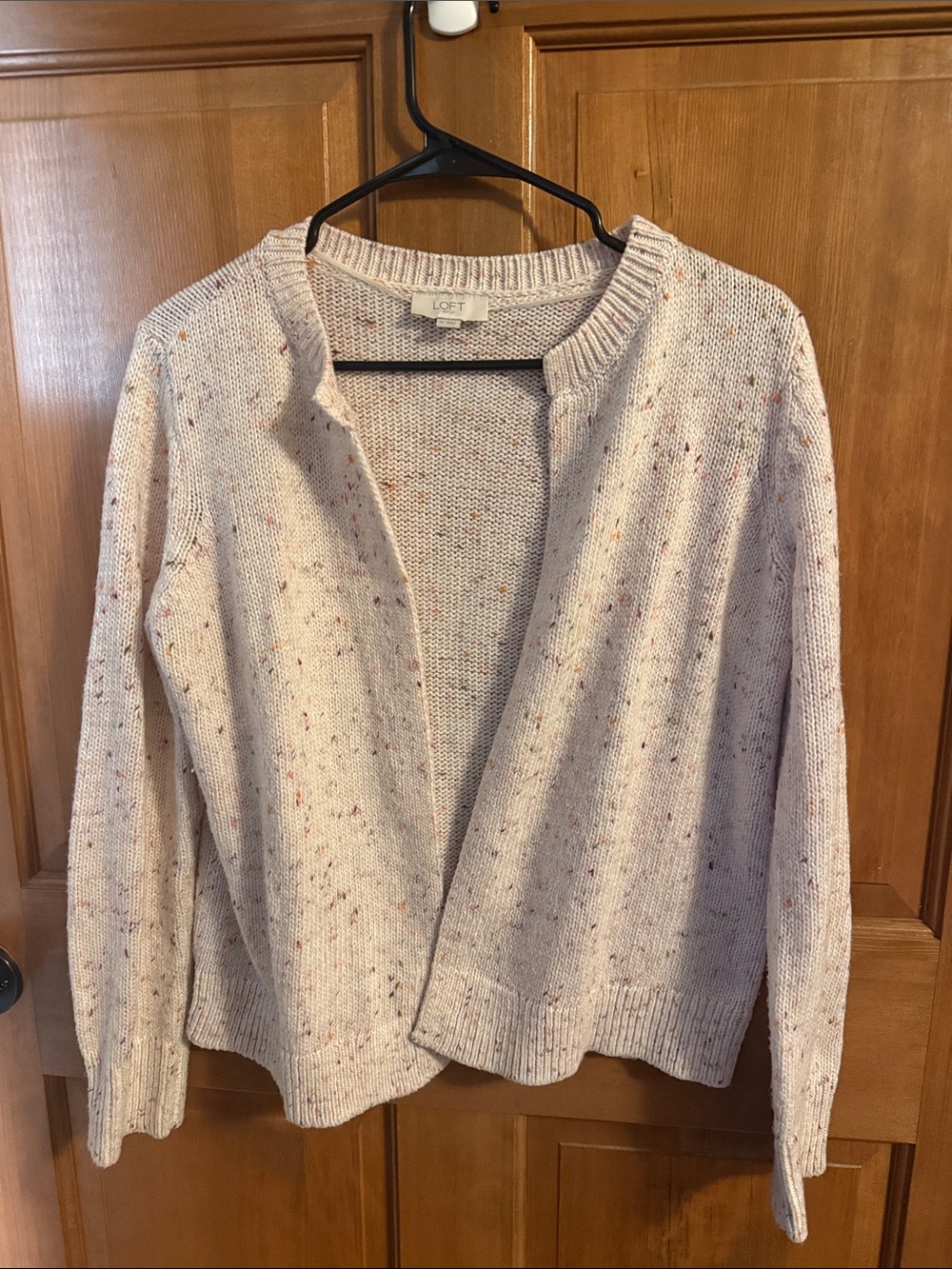 LOFT Cream Speckled Open Cardigan Sweater